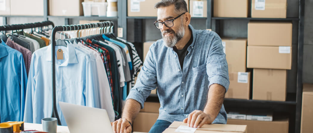 a businessman working with his inventory